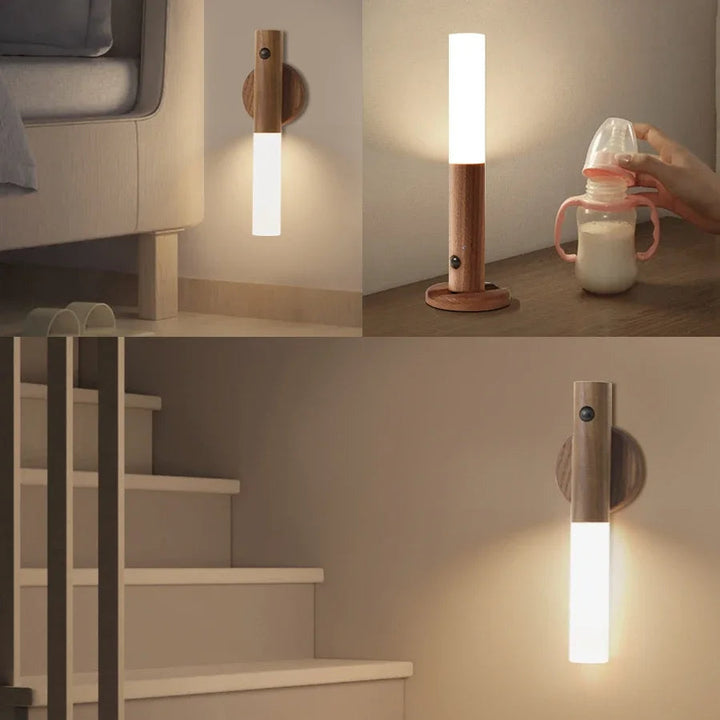 Rechargeable Wood Grain Motion Sensor Night Light, Magnetic