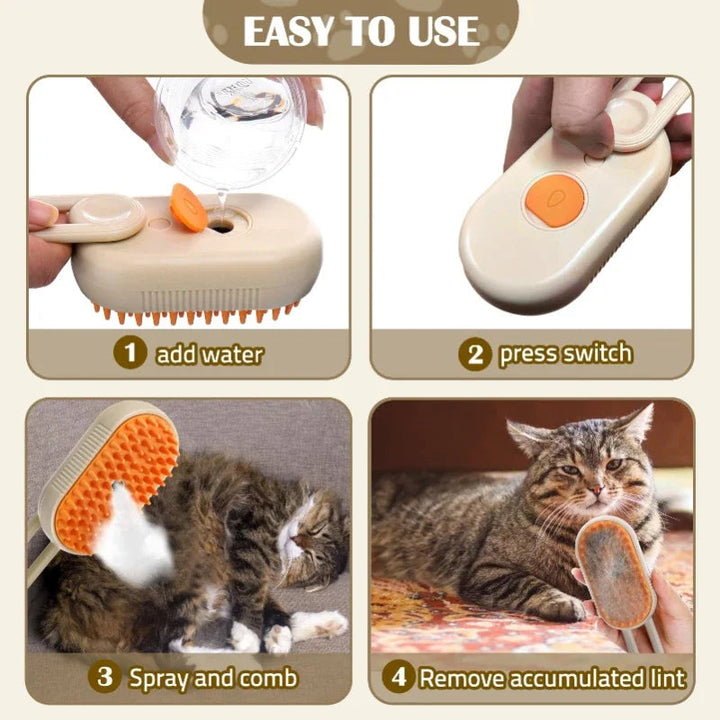 Harwelton™ 3-in-1 Steam Grooming Brush for Cats and Dogs
