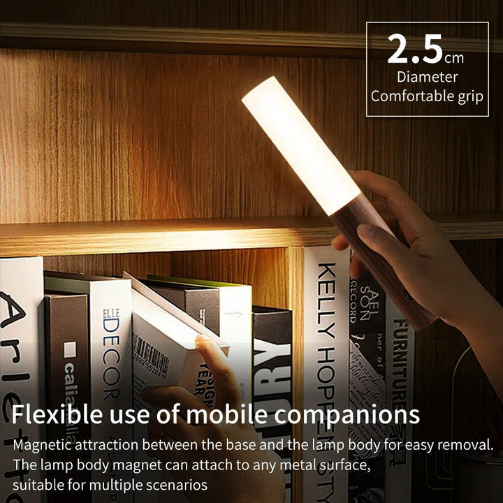 Rechargeable Wood Grain Motion Sensor Night Light, Magnetic