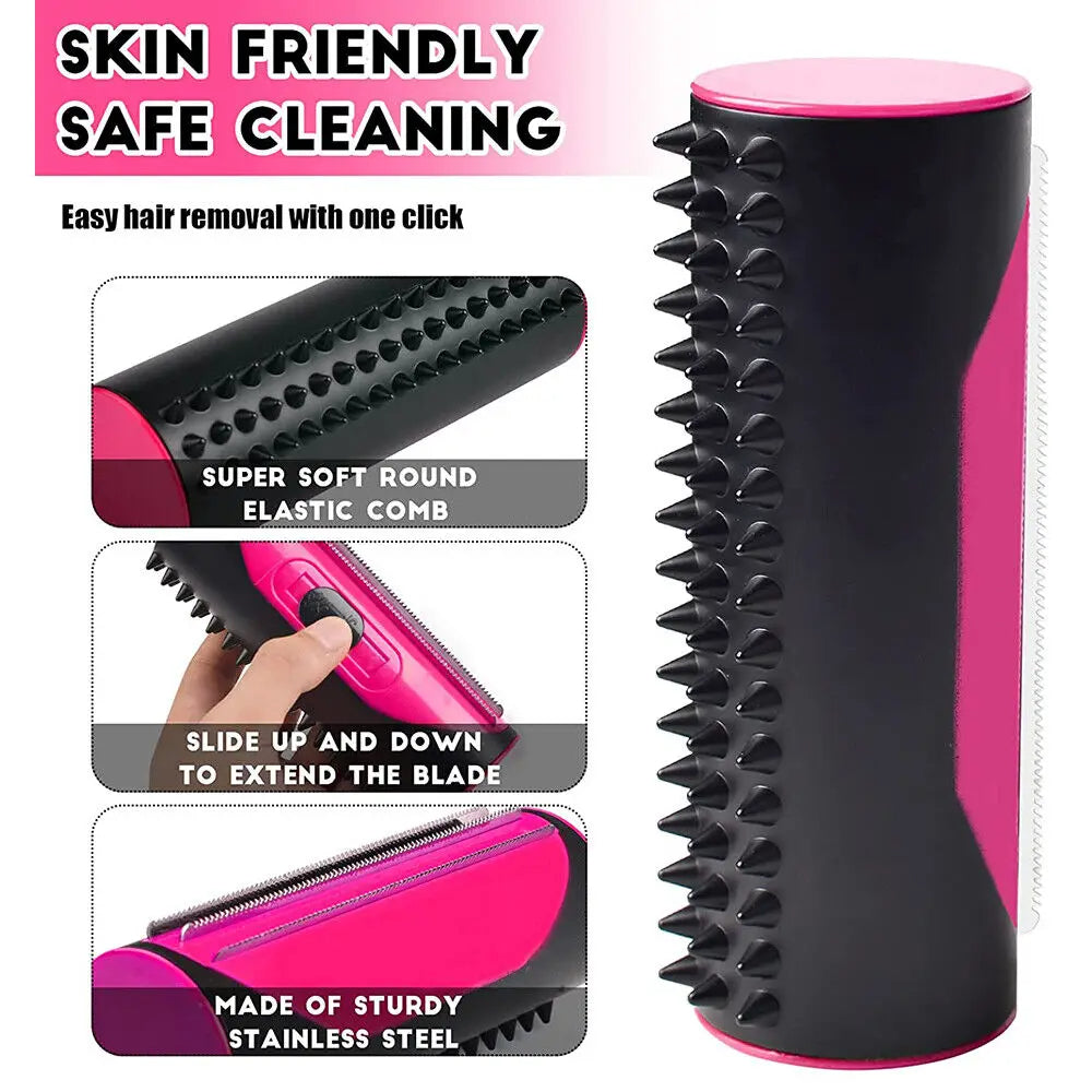 2-in-1 Deshedding Brush and Pet Hair Remover for Dogs and Cats
