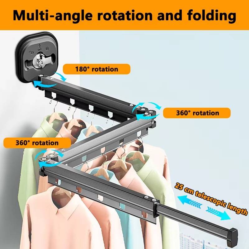 Folding Wall Clothes Airer with Suction Cups – No Drilling