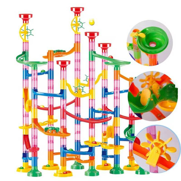 Harwelton™ 133-Piece Marble Run Set with Translucent Tracks and Marbles