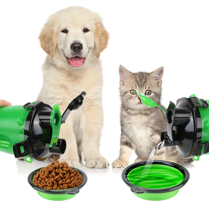 Harwelton™ 2-in-1 Dog Water Bottle and Food Holder for Walks
