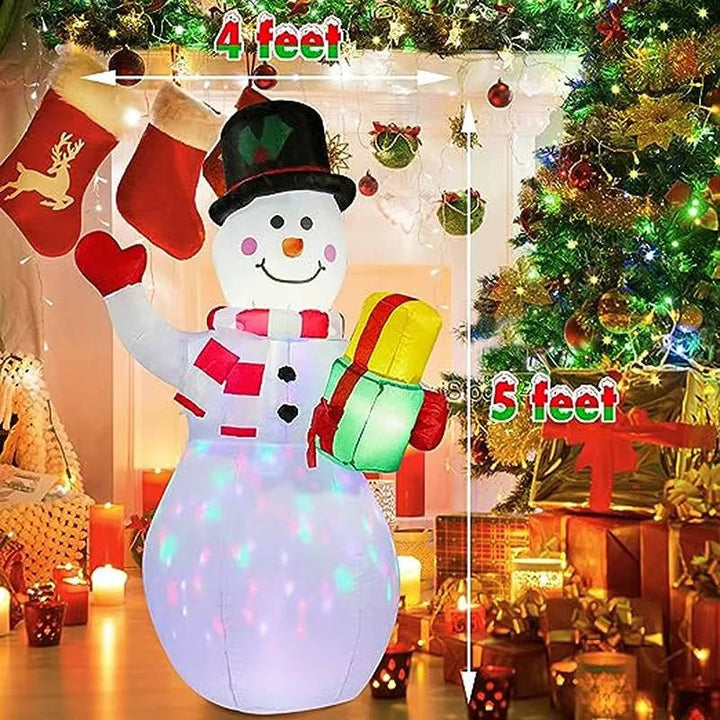 Inflatable Light-Up Snowman with Rotating Colour LED for the Garden