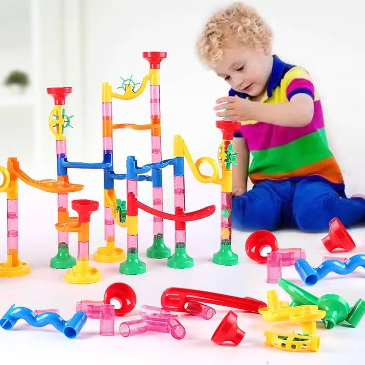 Harwelton™ 133-Piece Marble Run Set with Translucent Tracks and Marbles