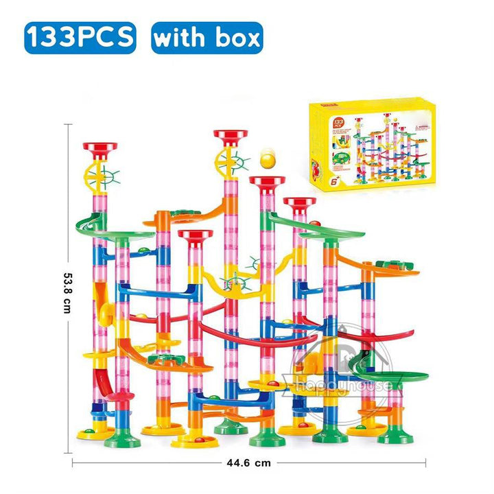 Harwelton™ 133-Piece Marble Run Set with Translucent Tracks and Marbles