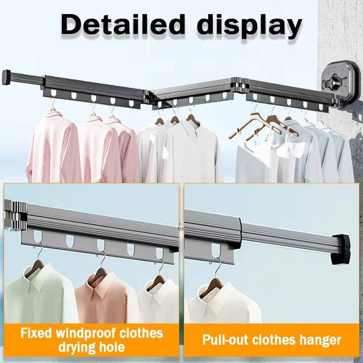 Folding Wall Clothes Airer with Suction Cups – No Drilling
