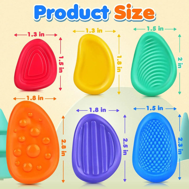 Silicone Sensory Stones Fidget Toy Set of 6 for Kids and Adults