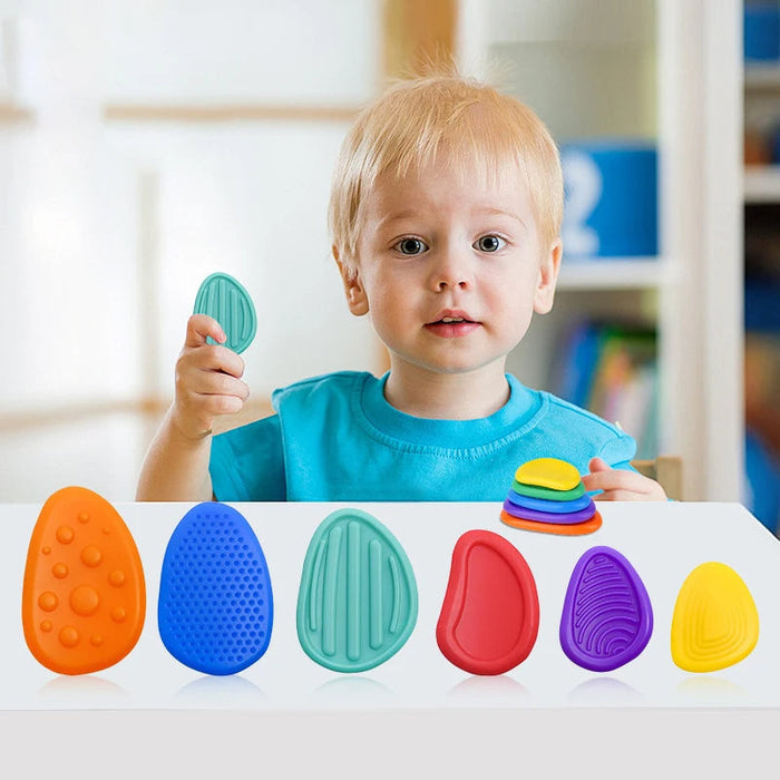Harwelton™ Silicone Sensory Stones Fidget Toy Set of 6 for Kids and Adults