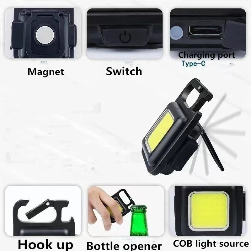 Mini 1800LM COB Keyring Torch with Magnetic Base