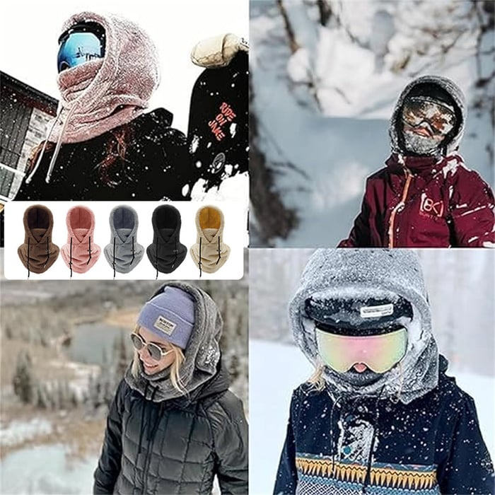 Sherpa Fleece Balaclava Hood with Full Face and Neck Cover