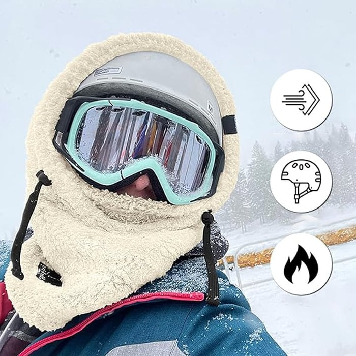 Sherpa Fleece Balaclava Hood with Full Face and Neck Cover