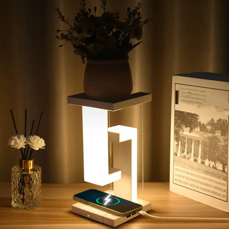 Floating Orb Desk Lamp with 10W Wireless Phone Charger