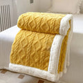 Harwelton™ Double-Sided Jacquard Fleece Blanket with Fluffy Lamb Wool Side