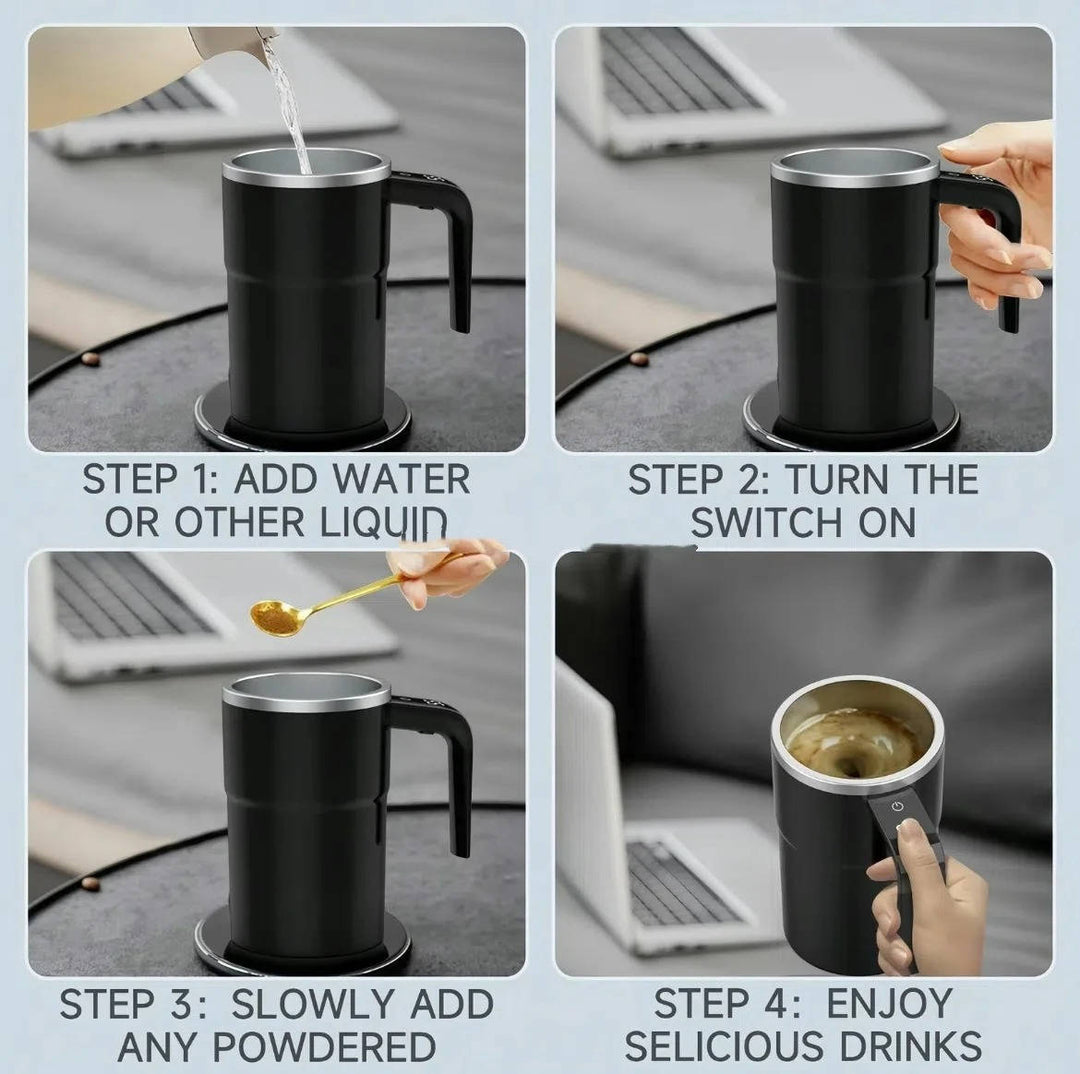 Self-Stirring Heated Travel Mug with Temperature Display