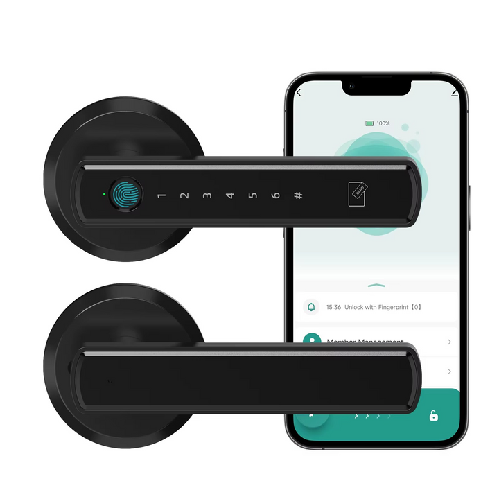 Smart Fingerprint Door Lock with Handle, Keypad and Key Fob