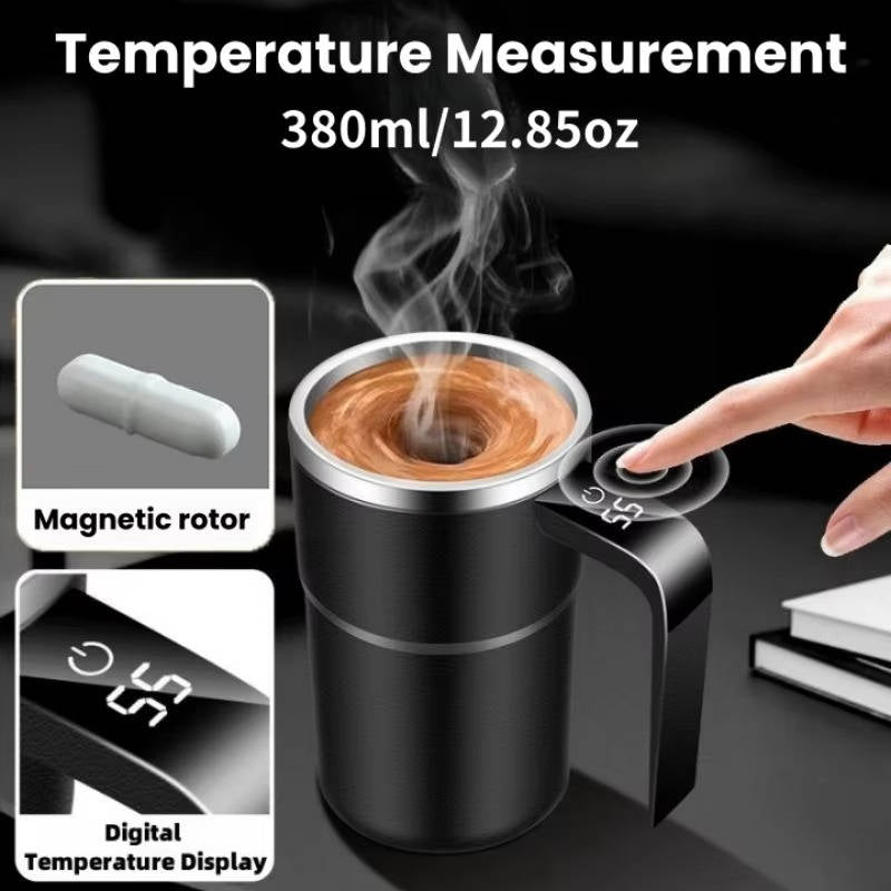 Self-Stirring Heated Travel Mug with Temperature Display