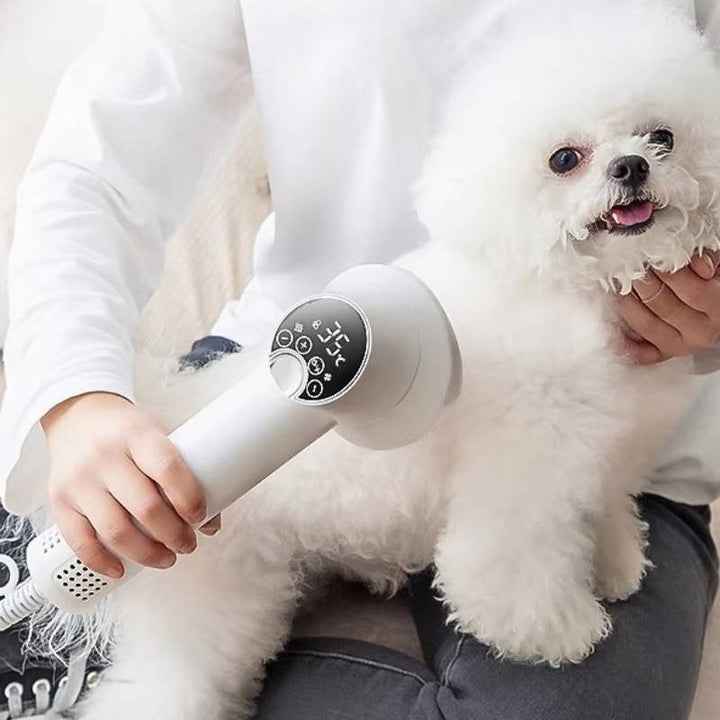 Quiet Pet Hair Dryer with Comb Brush and 4 Speed Settings