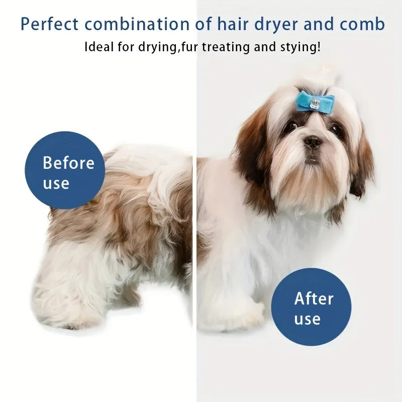 3-in-1 Dog Hair Dryer and Grooming Brush with 3 Heat Settings