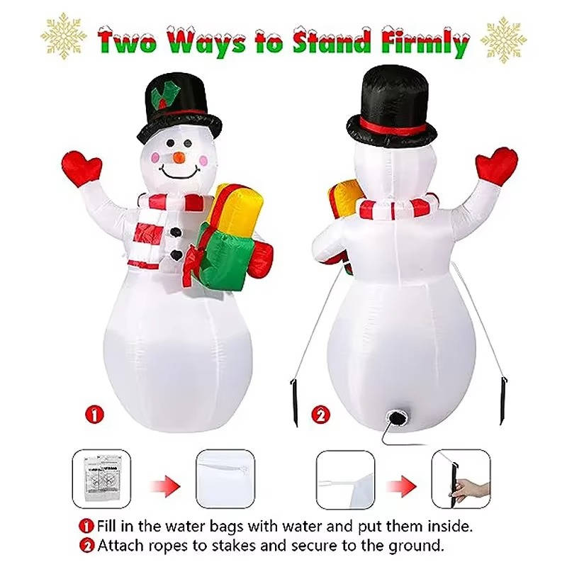 Inflatable Light-Up Snowman with Rotating Colour LED for the Garden