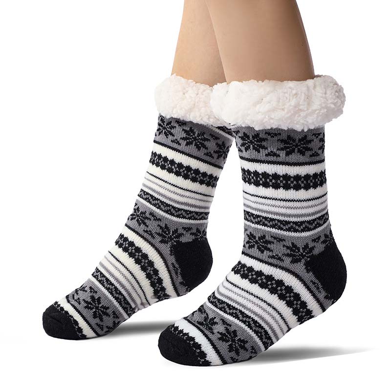 Ultra-Thick Snowflake Slipper Socks with Silicone Grips