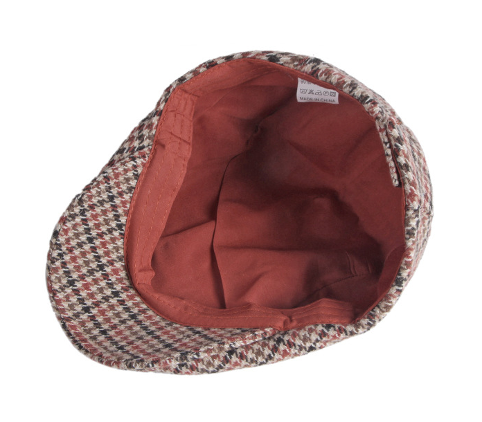 Houndstooth flat cap with adjustable fit
