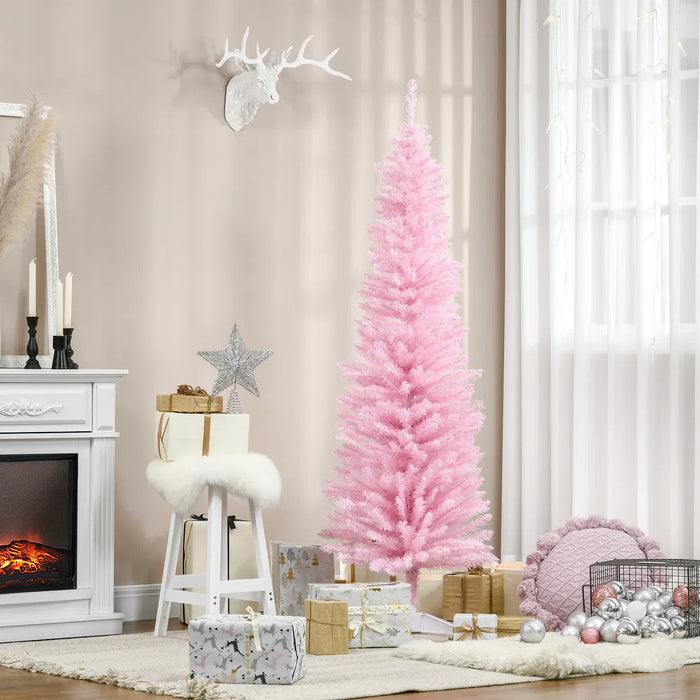 Harwelton Pink Pencil Christmas Tree, 6ft Slim and Unlit