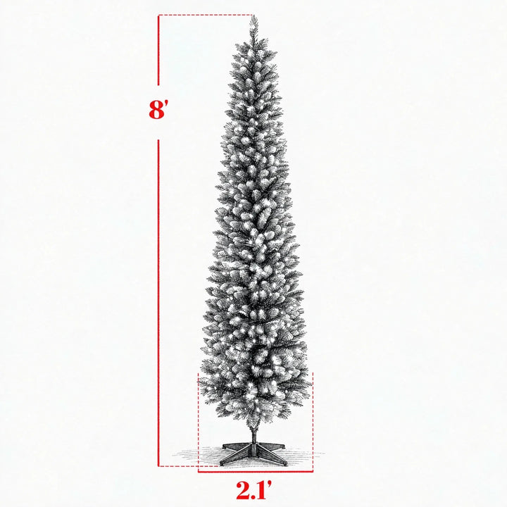 Tall frosted pencil tree with remote