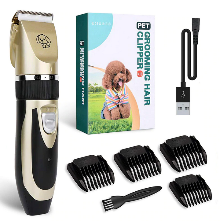 Quiet Cordless Pet Grooming Clippers with 4 Guide Combs