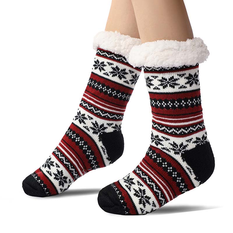 Ultra-Thick Snowflake Slipper Socks with Silicone Grips