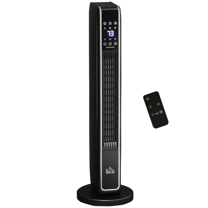 Harwelton Black Tower Heater 1500W with Wide Oscillation and Fan Mode