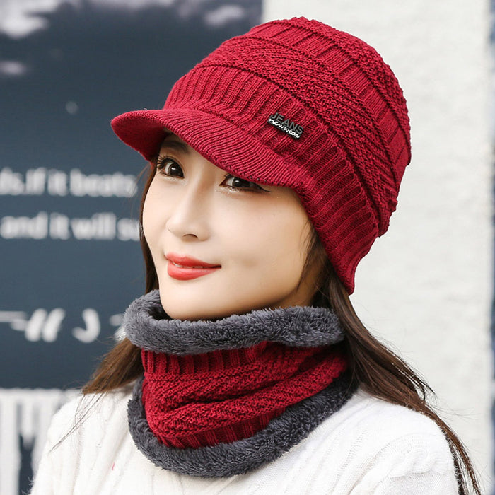 Harwelton Knitted Peaked Beanie and Neck Warmer Set, Fleece Lined