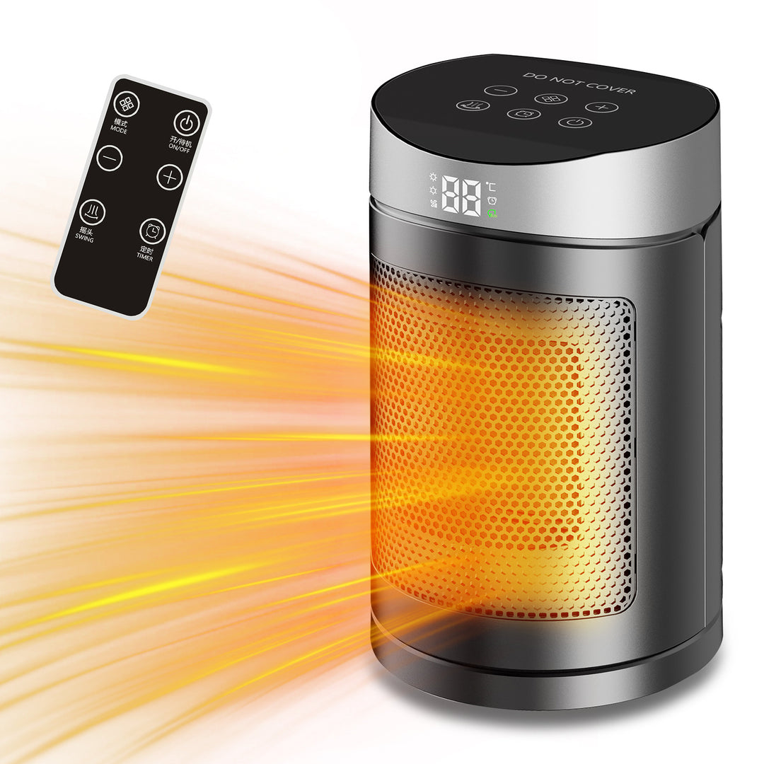 Black and gold oscillating ceramic tower heater