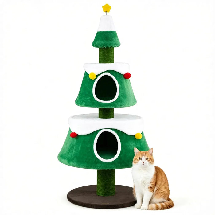 Harwelton Christmas Tree Cat Tree with 2 Plush Condos, 156cm