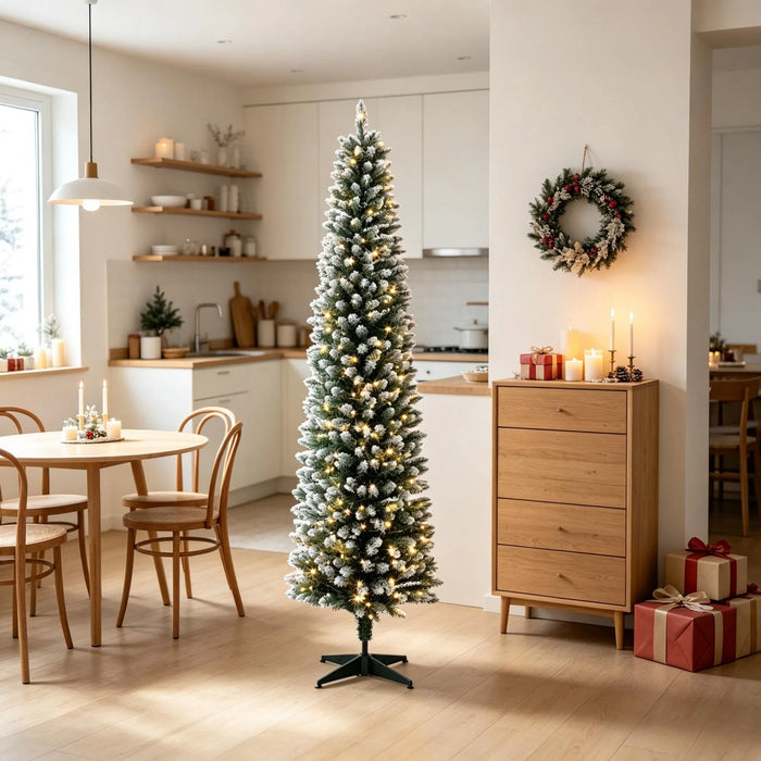 Harwelton Frosted Pencil Christmas Tree with 170 LEDs and Remote, 6ft