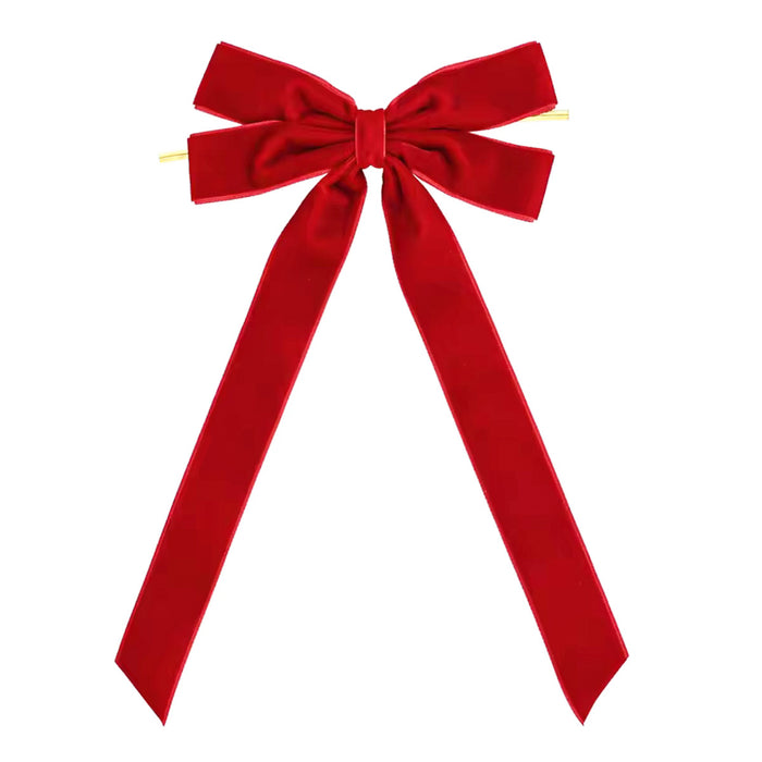 Harwelton Velvet Christmas bow with long tails and gold cord