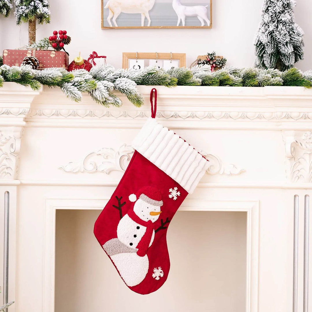 Gold Velvet Patch Christmas Stocking Hanging Decoration