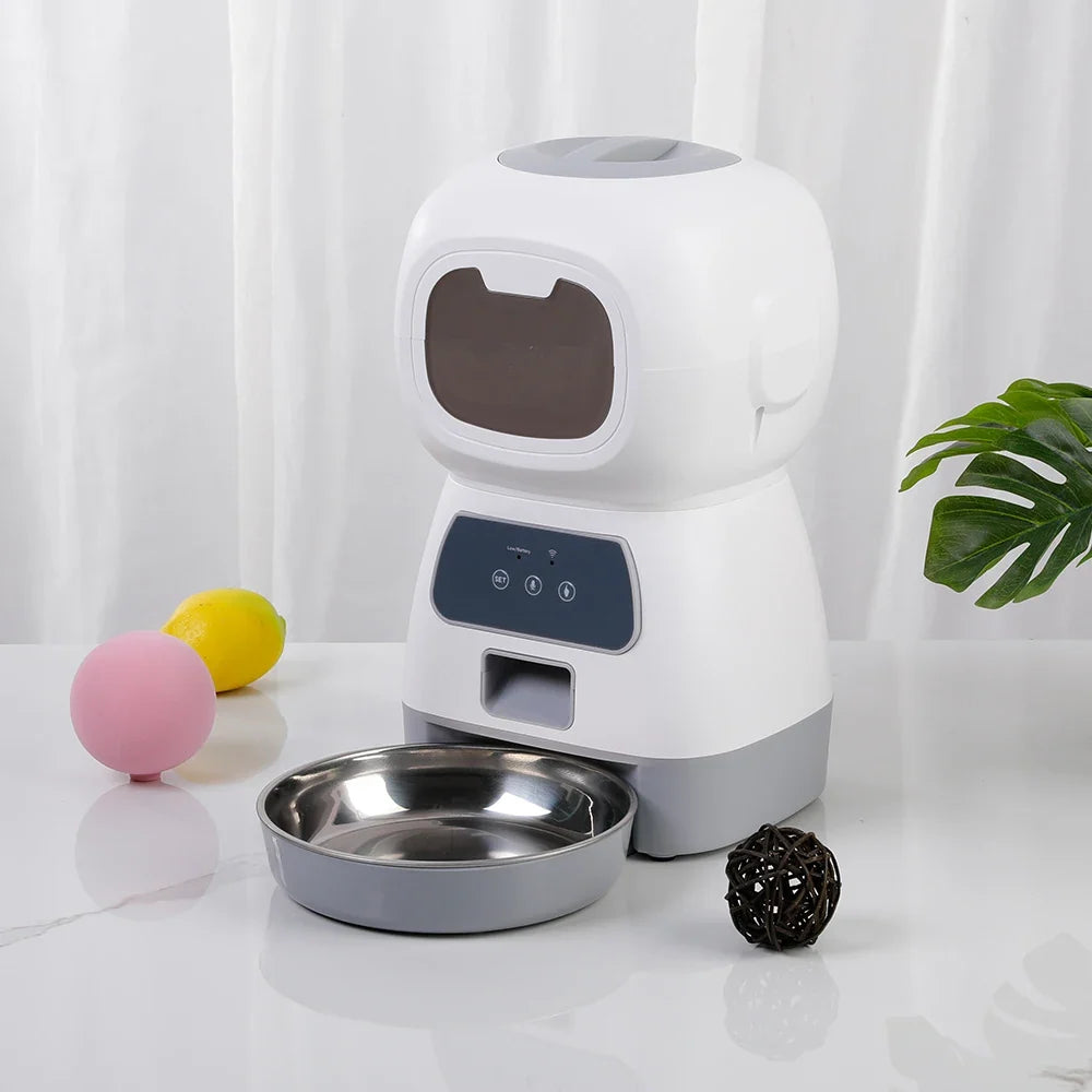 Smart Automatic Pet Feeder with Voice Recording for Cats &amp; Dogs