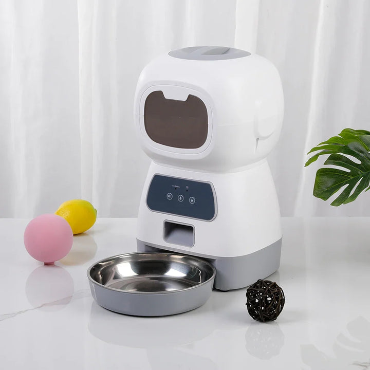 Smart Automatic Pet Feeder with Voice Recording for Cats &amp; Dogs