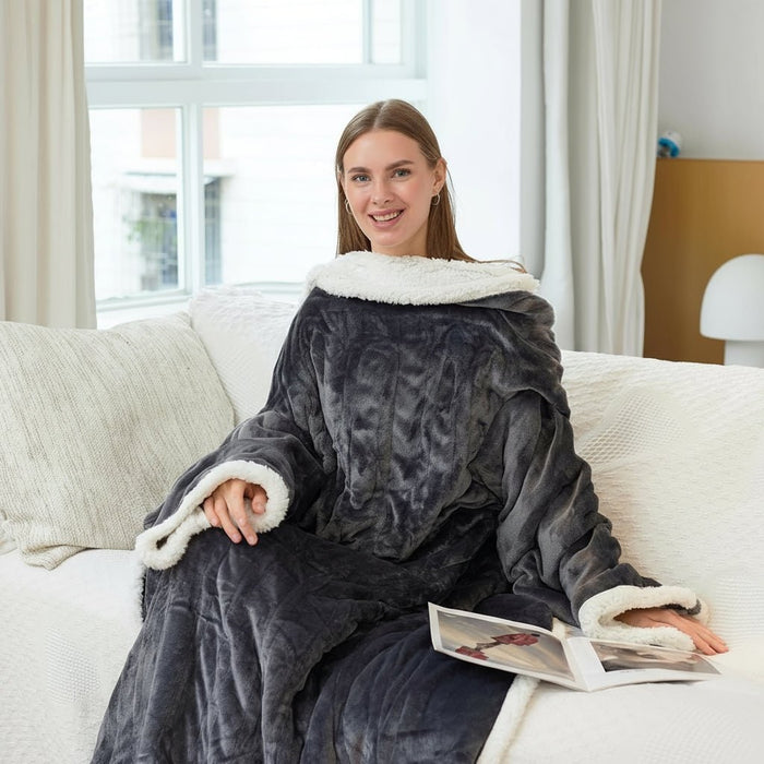Harwelton™ Heated Wearable Blanket with Sleeves and Foot Pocket