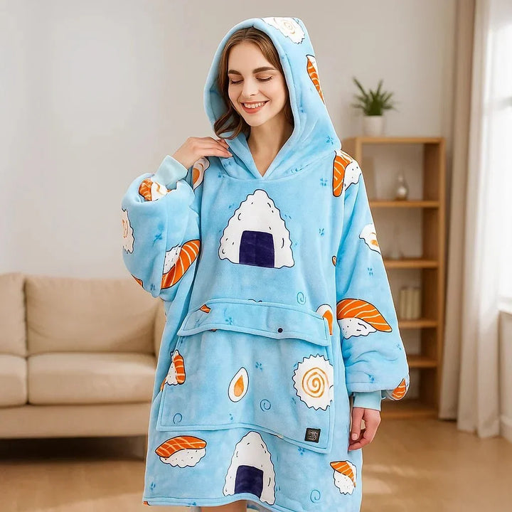 Harwelton™ USB Heated Blanket Hoodie in Soft Flannel with Front Pocket