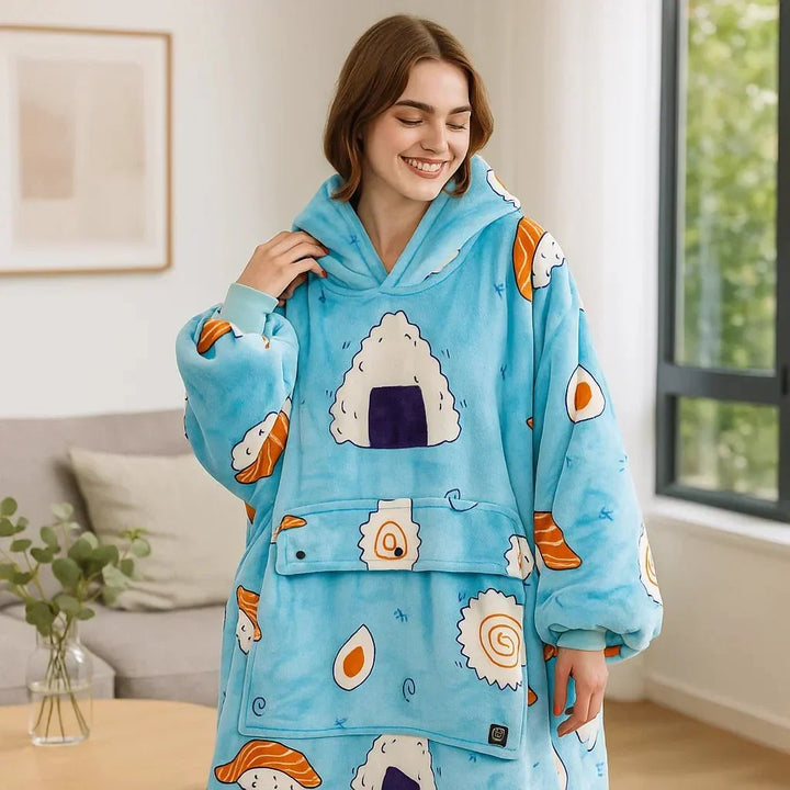 Harwelton™ USB Heated Blanket Hoodie in Soft Flannel with Front Pocket