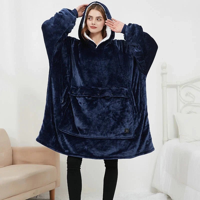 Harwelton™ USB Heated Blanket Hoodie in Soft Flannel with Front Pocket