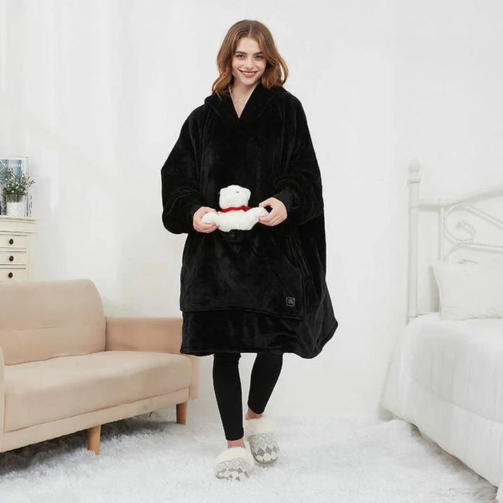Harwelton™ USB Heated Blanket Hoodie in Soft Flannel with Front Pocket