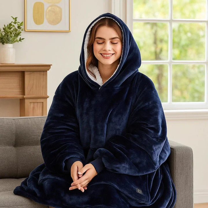 Harwelton™ USB Heated Blanket Hoodie in Soft Flannel with Front Pocket