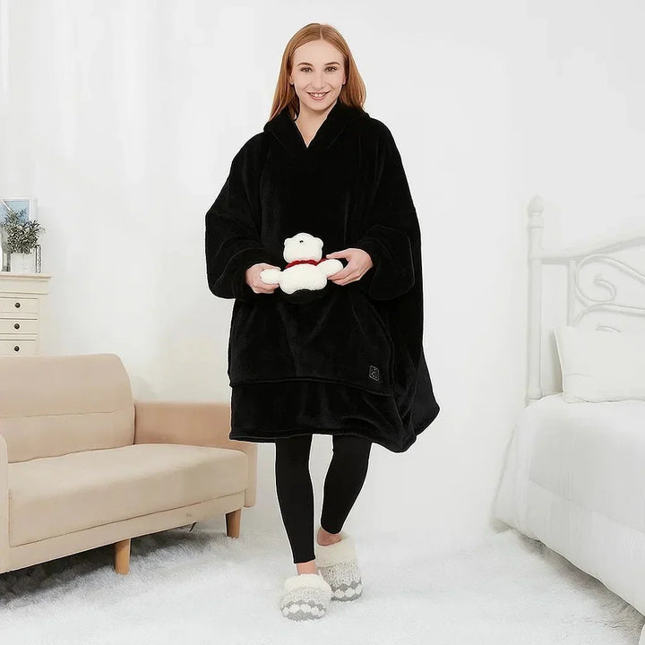 Harwelton™ USB Heated Blanket Hoodie in Soft Flannel with Front Pocket