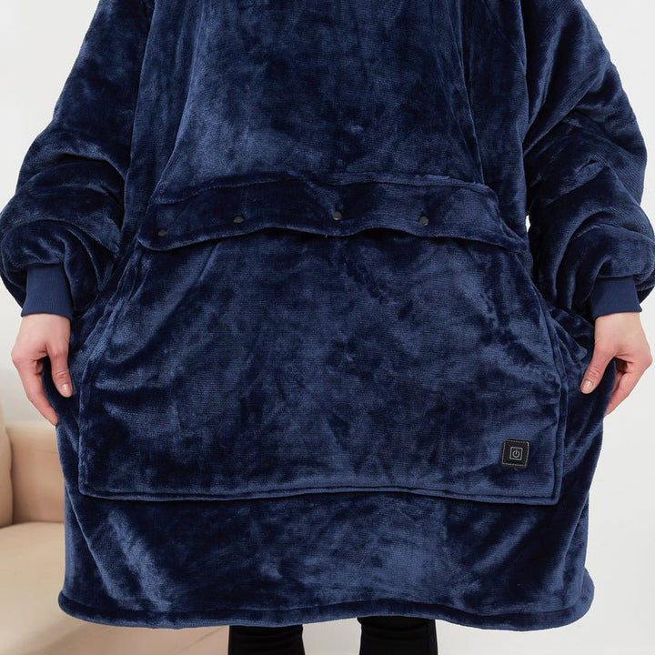 Harwelton™ USB Heated Blanket Hoodie in Soft Flannel with Front Pocket