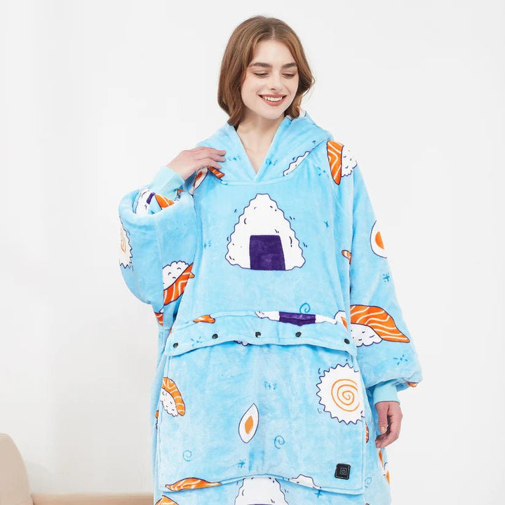Harwelton™ USB Heated Blanket Hoodie in Soft Flannel with Front Pocket