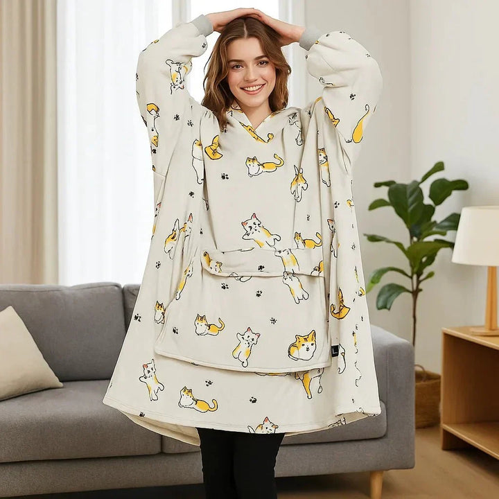 Harwelton™ USB Heated Blanket Hoodie in Soft Flannel with Front Pocket