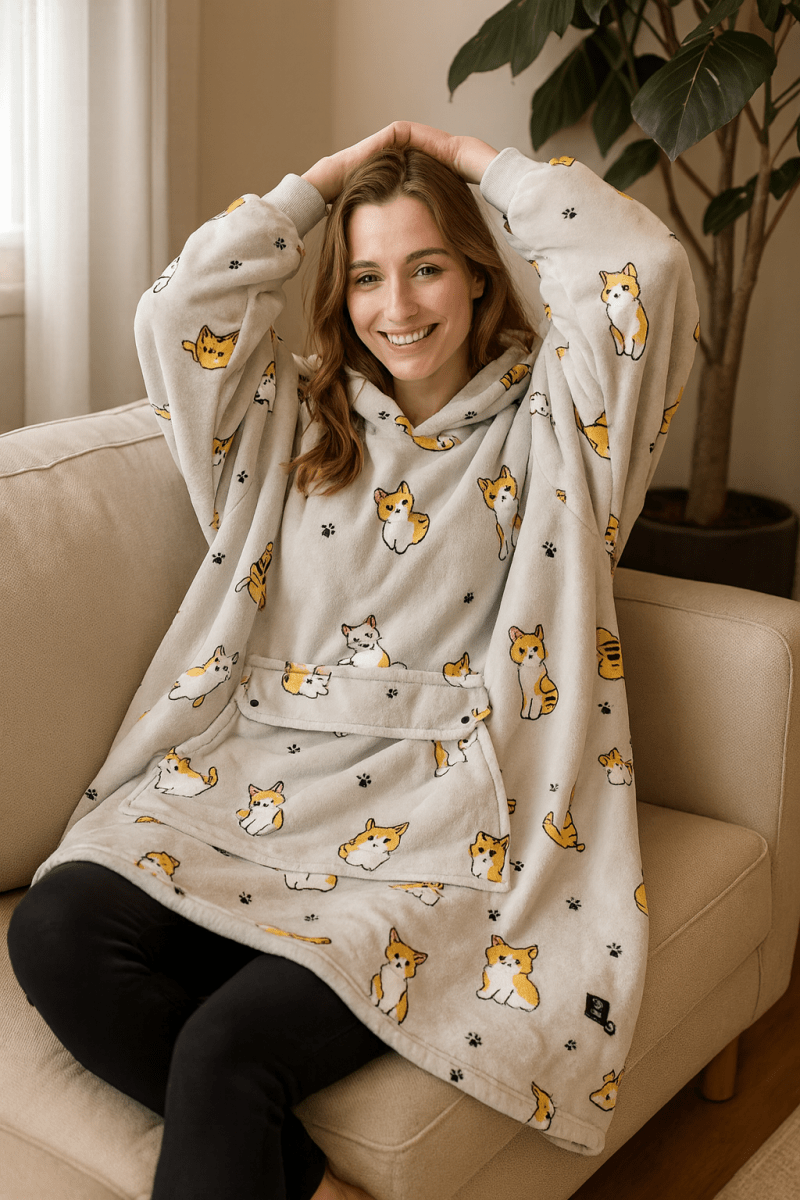 Harwelton™ USB Heated Blanket Hoodie in Soft Flannel with Front Pocket